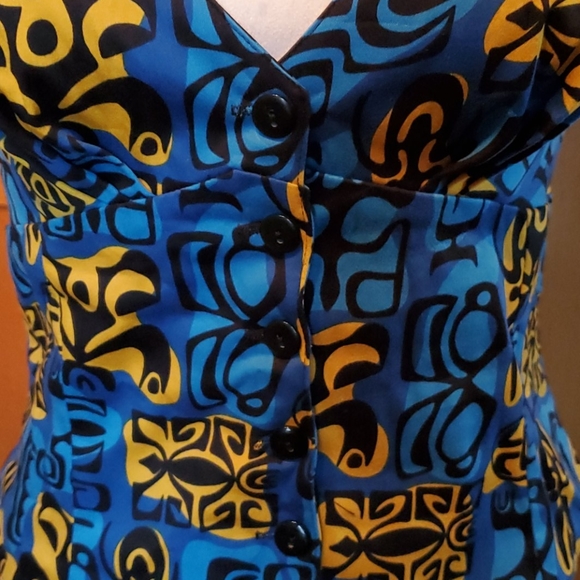 SOLD🦄 Rare Dixiefried Tiki Halter Top Button Up - Picture 6 of 6